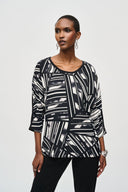 Joseph Ribkoff Black/Multi Abstract Print Top Style 243331