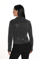 FRANK LYMAN BLACK/SILVER MOTO JACKET WITH RHINESTONES STYLE 243444U