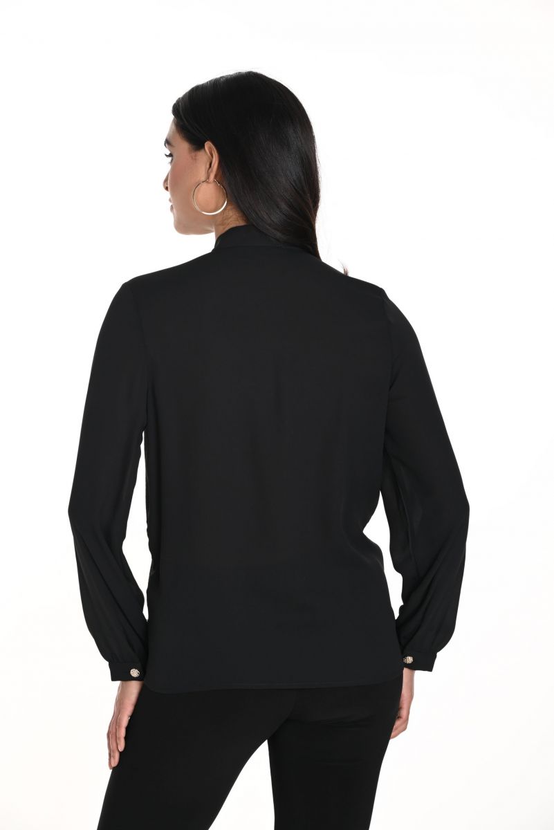 FRANK LYMAN BLACK BUTTON-DOWN BLOUSE STYLE 243454U