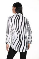 FRANK LYMAN OFF-WHITE/BLACK ABSTRACT PRINT BLOUSE STYLE 243480U