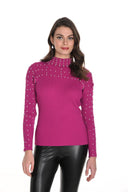 Frank Lyman Knit Sweater Top with White Pearls Style 243499U