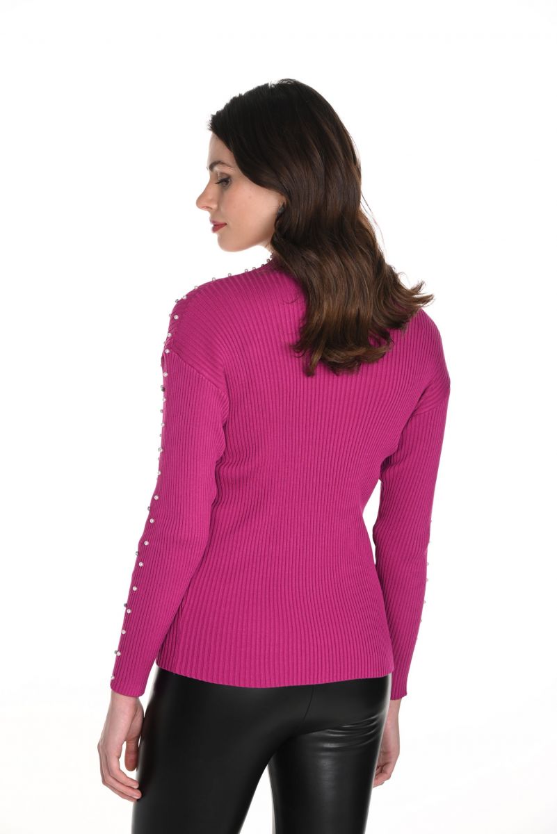 Frank Lyman Knit Sweater Top with White Pearls Style 243499U