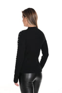 Frank Lyman Knit Sweater Top with White Pearls Style 243499U