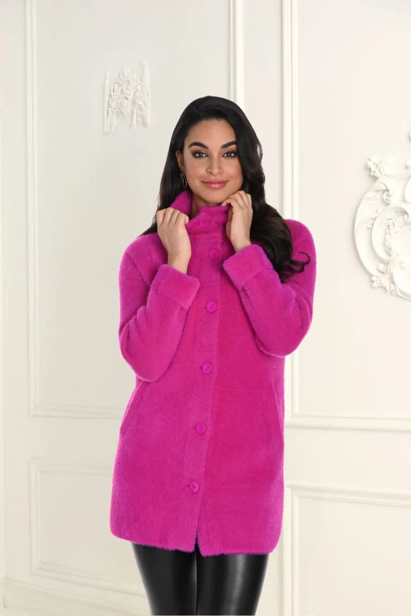 Frank Lyman Fuchsia Faux Fur Jacket Style 243507U