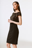 Joseph Ribkoff Black Short Sleeve Sheath Dress Style 243700