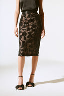 Joseph Ribkoff Black Floral Print Pull-On Skirt Style 243710