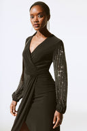 Joseph Ribkoff Black Wrap Dress Style 243726