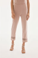 Joseph Ribkoff Sand Silky Knit And Rhinestone Mesh Pants Style 243753