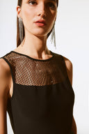 Joseph Ribkoff Black Rhinestone Mesh Top Style 243757