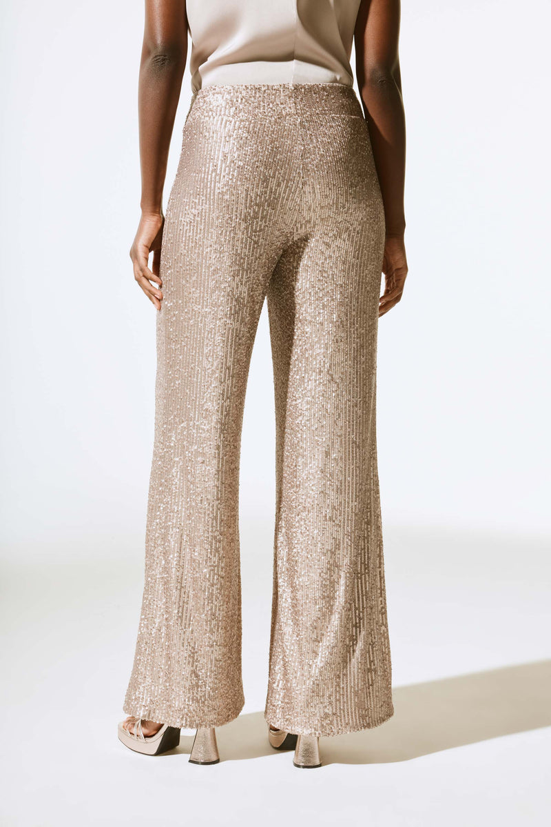 Joseph Ribkoff Matte Gold Sequined Wide Leg Pants Style 243773