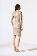 Joseph Ribkoff Matte Gold Placement Sequins Sheath Dress Style 243774