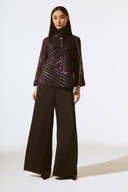 Joseph Ribkoff Black/Multi Abstract Print Soutache Jacket Style 243777