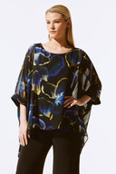 Joseph Ribkoff Black/Multi Floral Print Poncho Top Style 243787