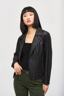 Joseph Ribkoff Foiled Knit Moto Jacket Style 243905