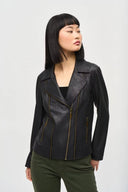 Joseph Ribkoff Foiled Knit Moto Jacket Style 243905