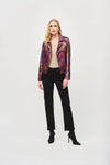 Joseph Ribkoff Multicolor Foiled Print Faux Suede Jacket Style 243921