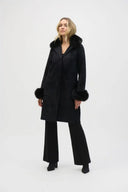 Joseph Ribkoff Empress Feather Yarn Faux Fur Coat Style 243923