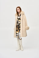 Joseph Ribkoff Empress Feather Yarn Faux Fur Coat Style 243923