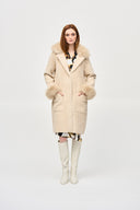 Joseph Ribkoff Empress Feather Yarn Faux Fur Coat Style 243923