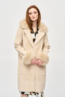 Joseph Ribkoff Empress Feather Yarn Faux Fur Coat Style 243923