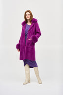 Joseph Ribkoff Empress Feather Yarn Faux Fur Coat Style 243923