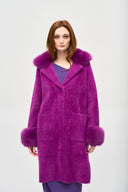 Joseph Ribkoff Empress Feather Yarn Faux Fur Coat Style 243923