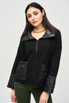 Joseph Ribkoff Black Sweater Knit Zipped Jacket Style 243933