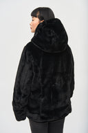 Joseph Ribkoff Black Reversible Faux Fur Quilted Puffer Coat Style 243937