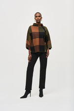 Joseph Ribkoff Multi Plaid Jacquard Sweater Knit Top Style 243948