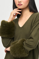 Joseph Ribkoff Iguana Tunic With Faux Fur Cuffs Style 243955