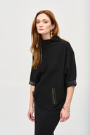 Joseph Ribkoff Black Sweater Knit Funnel Neck Top Style 243966