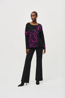 Joseph Ribkoff Black/Empress Abstract Print Top Style 243971