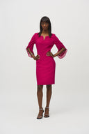 Joseph Ribkoff Rich Berry V- Neckline Sheath Dress Style 244014