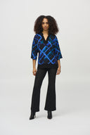 Joseph Ribkoff Black/Multi Abstract Print Boxy Top Style 244020