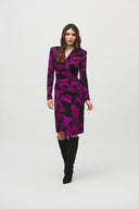 Joseph Ribkoff Black/Empress Abstract Print Wrap Dress Style 244025