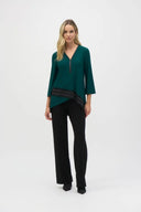 Joseph Ribkoff Absolute Green Flared High Low Top Style 244026