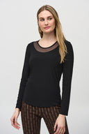 Joseph Ribkoff Silky Knit and Mesh Fitted Top Style 244066