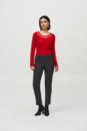 Joseph Ribkoff Silky Knit and Mesh Fitted Top Style 244066