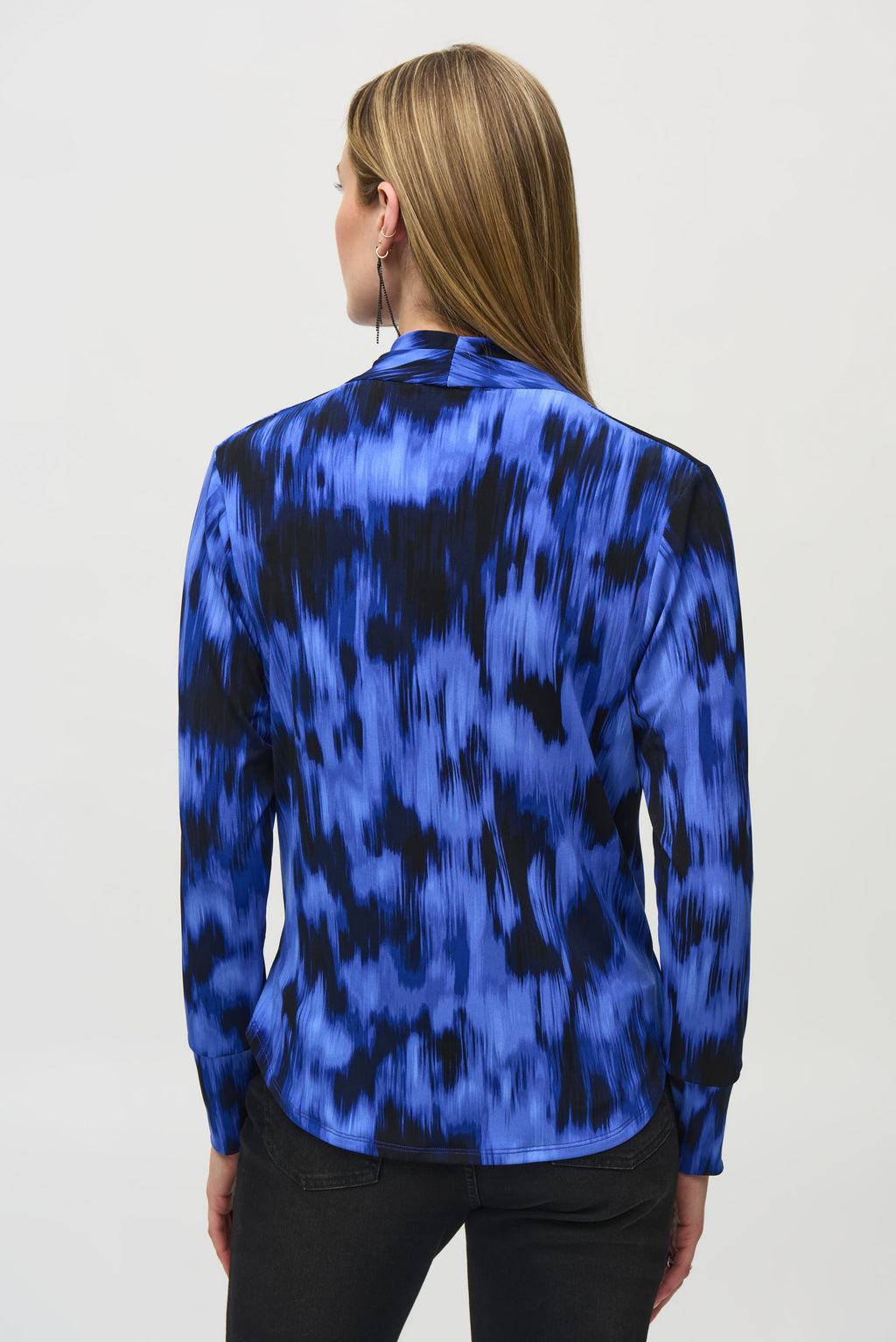 Joseph Ribkoff Royal Sapphire/Multi Abstract Print Wrap Top Style 244075
