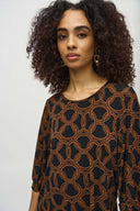 Joseph Ribkoff Black/Chestnut Chain Print Top Style 244080