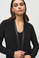 Joseph Ribkoff Black Cover Up With Leatherette Detailing Style 244088