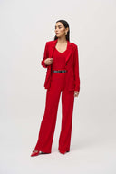 Joseph Ribkoff Lipstick Red Belted Wide-Leg Pants Style 244093