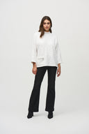 Joseph Ribkoff Off-White Jacquard Sweater Knit Boxy Top Style 244104