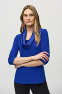 Joseph Ribkoff Royal Sapphire Cowl Neck Fitted Top Style 244106