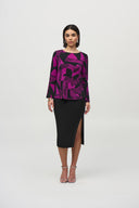 Joseph Ribkoff Empress/Black Abstract Print Flared Top Style 244111