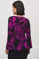 Joseph Ribkoff Empress/Black Abstract Print Flared Top Style 244111