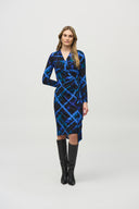 Joseph Ribkoff Black/Multi Abstract Print Wrap Dress Style 244131