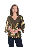 FRANK LYMAN GOLD/BLACK LAYERED V-NECK TOP STYLE 244142