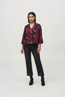 Joseph Ribkoff Black/Multi Geometric Print Swing Jacket Style 244166