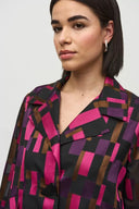 Joseph Ribkoff Black/Multi Geometric Print Swing Jacket Style 244166